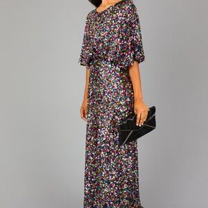 See and Be Seen Queen of Sparkles Maxi Dress Size L Rainbow Party Formal